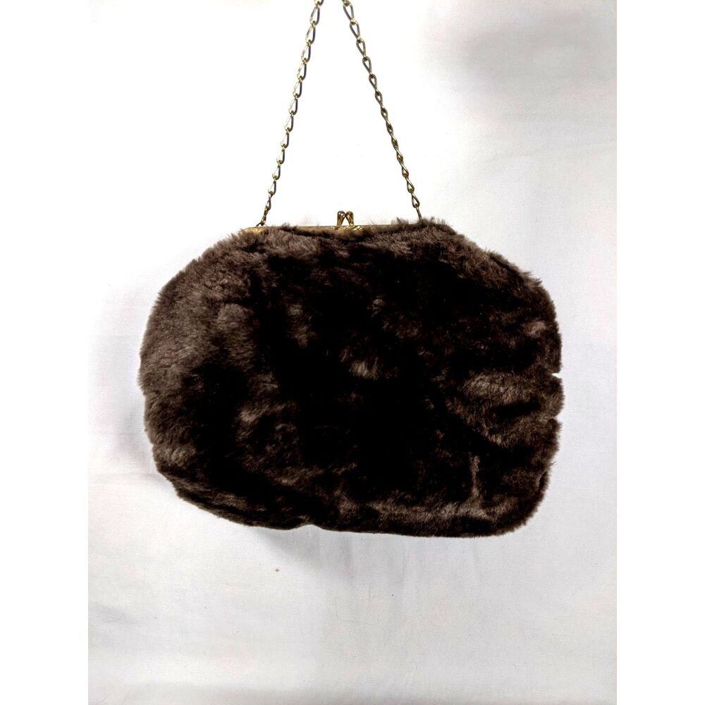 Faux Fur Muff With Coin Purse Brown Fluffy Vintage 80s Coquette Fairycore Hegge